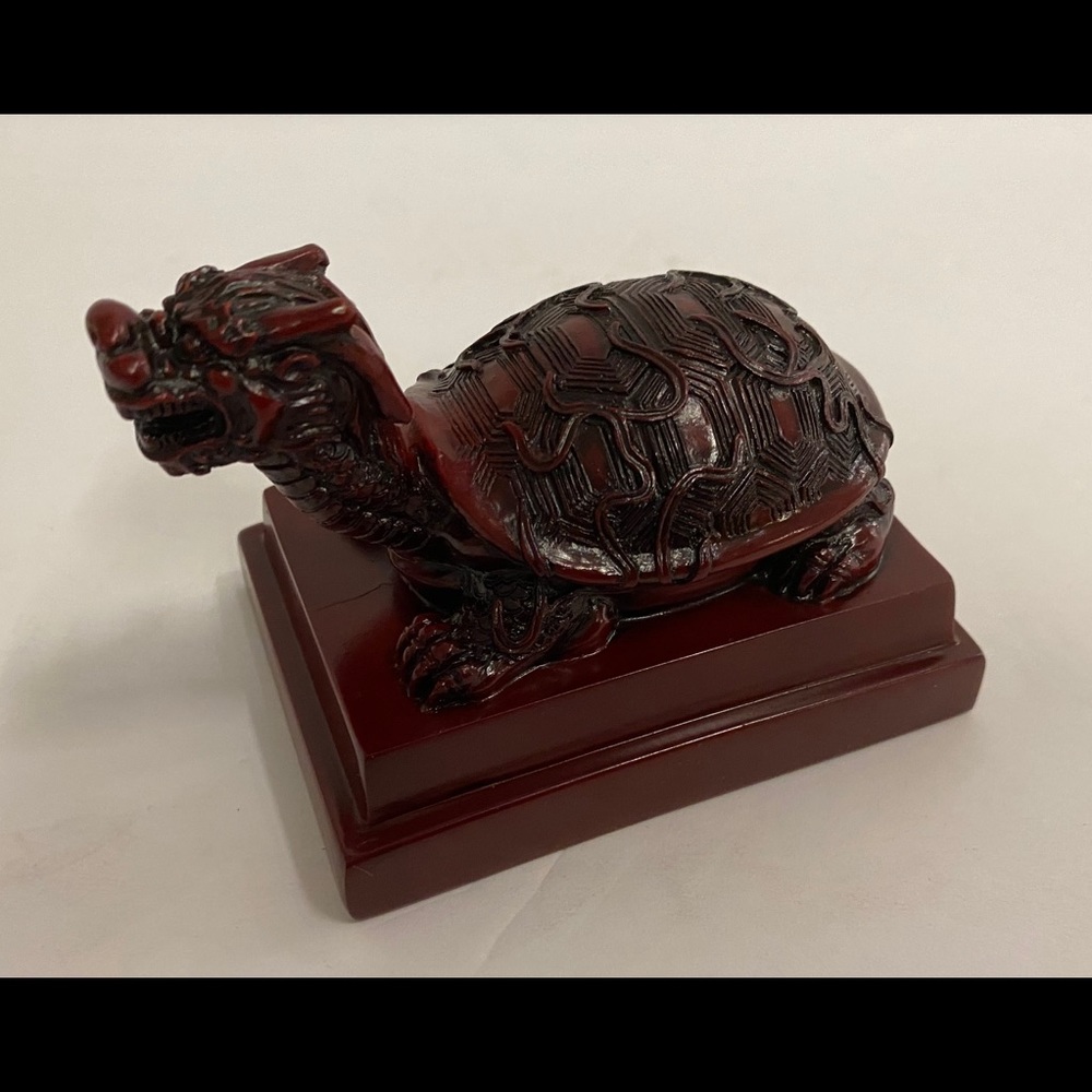 Red Feng Shui Dragon Turtle Tortoise Statue 2.75”H - Picture 4 of 7